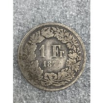 1877 스위스 1프랑 Helvetia Patron Saint 오래된 은화 기념주화 희귀동전 행운의상징