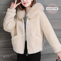 따뜻한 인조밍크 양털 후드 기모 점퍼 집업점퍼