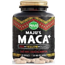 Maju Superfoods 미국직배송 블랙 레드 옐로우 오가닉 블랙페퍼 페루 마카 500mg 120 베지 캡슐 정품, 1병