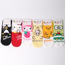 노마코 당일발송 6켤레 1묶음 정품 산리오 카와이 스니커즈 캐릭터양말 여성 발목양말 양말인형 만들기