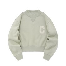 커버낫 우먼 크롭 C 로고 모크넥 맨투맨 그린