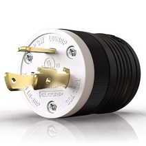 ELEGRP NEMA L5-30P 잠금 플러그 발전기 트위스트 락 어댑터 30 Amp 125V 2극 3 와이어 접지 산업용 등급 튼튼함 UL 등록(1팩 블랙/화이트)1507, NEMA L5-30P Locking Plug