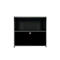 USM 우드 판넬 철제 수납장 1x2 블랙 하단 도어, 라이트 엘로우