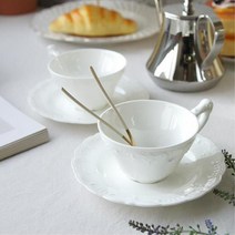 화이트컬러 음각패턴 커피잔 2인세트 주방용품쇼핑몰