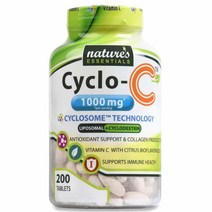 Nature’s Essentials 리포솜 비타민 C 사이클로-C 1000mg 바이오플라보노이드 + 사이클로덱스트린 최대 흡수 포뮬러 3개월 분량 GMO 프리 글루텐 프리 채식주의, 상세참조