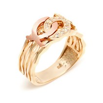 비앤비골드 [비앤비골드] 18K 심플 키싱구라미 큐빅 콤비 남성반지 NPC14912