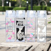 우유곽 물병 투명 보틀 꽉 우유병 감성 바틀 텀블러, 퍼그 1000ml, 1개