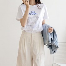 디작소 여성 여름 일러스트 레터링 반팔 티셔츠