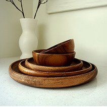 통나무 우드 플레이트 원형 쟁반 츄레이 소반 소