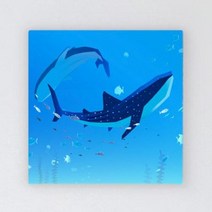 바보사랑 캔버스액자30x30 고래일러스트.꾸밈