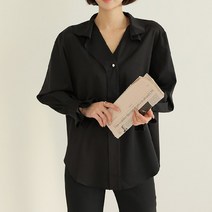 원타임 여성용 플랩디테일 소매핀턱셔링 카라넥 블라우스