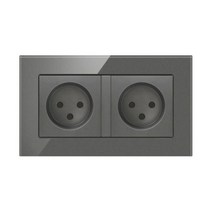 이스라L 벽 전원 소켓 1 2 콘센트 16A 2000W 86 146mm 플러그 홈 유리 PC 패널 블랙 화이트 오피스, 15.grey 2 outlets - Glass pane