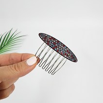 시크몽 프랑스핀 블랙 큐빅 스톤 긴타원 6.5 cm 헤어 빗핀