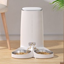 로제코 강아지 고양이 자동급식기 4L, 듀얼 4L 화이트