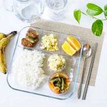내열 강화유리 투명한 나눔 사각 접시 유리식판, 사각_대