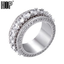 재물운 순결 절대 커플링 우정 반지 남성 골드 컬러 컬러 스피너 링 구리 참 큐빅 지르코니