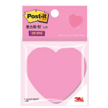 포스트잇 강한점착용 다이컷 노트 76 x 76 mm, 하트, 6개입