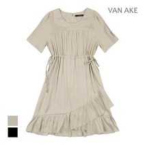 반에이크 밑단 프릴 허리 스트링 반팔 원피스_VB17OPUL21Z