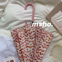 단색 긴손잡이 자동 장우산 가벼운 유리섬유 우산대 폴리에스터 우산 노크 온 밀크 쉐이크 파우더는 직선 사진을 찍는 데 매우 적합합니다. 한국풍 요소 팬지 인 바람 긴 손잡이