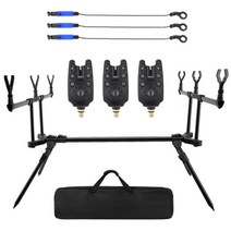 캠핑 및 낙시 용품 등 조정 가능한 개폐식 잉어 낚싯대 포드 스탠드 3 낚시 물린 경보 낚시 미끼 스윙 어 세트 낚시 도구 도구, 검은 색, 씨엔