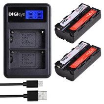 2600mAh NP-F550 배터리 + LCD 소니 CCD RV100 SC5 TR940 CN-160 CN-304 YN 300 VL600, 01 2 battery set