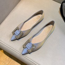 보석 스틸레토 플랫 단화 빅사이즈 슈즈 큐빅 장식 구두