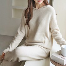 루시 달링 홀가먼트 캐시미어 울 후드 니트 스웨터