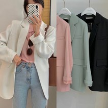 루즈핏 여성 자켓 투버튼 싱글 베이직 데일리 아우터