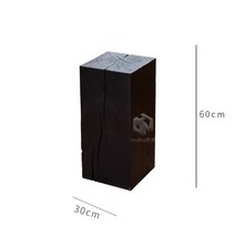 통나무 보조 의자 원목 스툴 그루터기 블랙 탄화 선반, 스퀘어L30xH60cm카본블랙