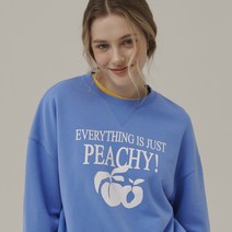 비트윈에이앤비 화이트 피치 프린트 스웨트셔츠