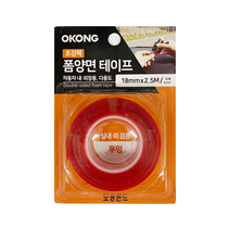 오공 초강력 투명 폼 양면 테이프 18mm*2.5M 만능 다용도 접착 장판 벽지, 6개입 +캔디