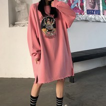 위위브렌 겨울 여성 빅사이즈 기모 루즈핏 원피스