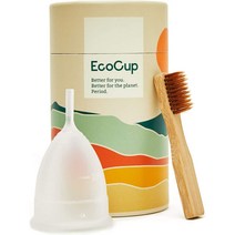 EcoCup 에코컵 생리컵 - 에코 재사용 생리컵 (컵 청소 대나무 솔 포함) 사이즈 1