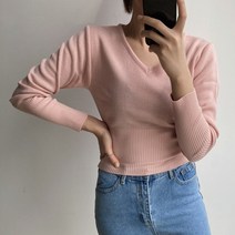 뜨개진 여성용 다에나 브이넥