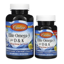 Carlson Labs 칼슨 랩스 엘리트 오메가3 플러스 D & K 네추럴 레몬 프리 소프트젤 60정 + 30정