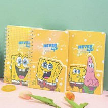 문구류 노트북 스폰지 밥 귀여운 patrickstars 만화 a5 수평 라인 학생 코일 일기 노트북 편지지 소녀 선물, 1, 3개