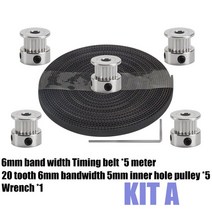 초정밀 GT2 오픈 타이밍 벨트 2GT 20 치아 대역폭 6mm 풀리 알렌 렌치 토션 스프링 세트 3d 프린터 도구, 03 Kit A