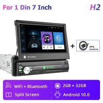카오디오블루투스Hikity-1 Din 자동차 라디오 안드로이드 10 7 인치 접이식 스크린 멀티미디어 비디오 플레, 02 2G 32G