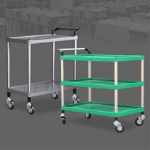 물류센터 무거운짐 이동 창고 이동카트 옷가게 식판수거 호텔 뷔페 음식 주택 이삿짐, 서빙카트 2단 중 그레이 450x740x780