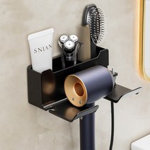 라라하우스 무타공 다기능 헤어 드라이어 드라이기 거치대, 리어 수납 타입 블랙