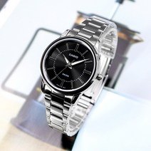 카시오 라운드 모던 심플 3단 접이식 메탈 커플시계