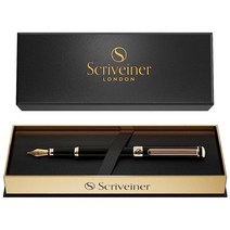 Scriveiner 딥 크림슨 레드 만년필 - 크롬 마감의 멋진 럭셔리 펜 Schmidt 펜촉 (미세) 남성 및 여성을 위한 최고의 펜 선물 세트 전문가 경영진 사무실, Medium Nib_Black with Gold