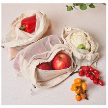 재사용 가능한 다회용 프로듀스백 야채주머니 에코백 농산물주머니 야채망 장바구니 리유즈백 캔버스백 세트 친환경 그물망 에코 9장, 소, 메시