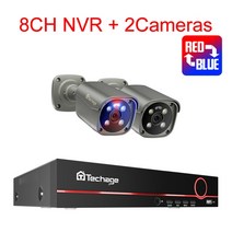 업무용 Techage-4K 보안 카메라 시스템 울트라 HD 8MP POE NVR 양방향 오디오 얼굴 감지 컬러 나이트 비전, 01 8CH NVR 2PCS Camera_02 1t