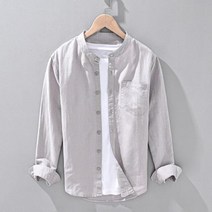 삼베옷 계량 모시옷 여름 남성 린넨 셔츠 중국 스타일 스탠드 칼라 긴 소매 단색 얇은 캐주얼 느슨한 흰색 전통 클래식 블라우스