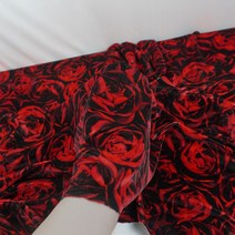 원단대장 벨벳 꽃무늬 광택 다이마루 FW 레드 장미무늬 스판 패턴 의류 원단