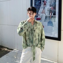 와이셔츠 BFY 오리지널제작 나뭇잎 인쇄 플라워 긴팔 남자 테이프 장식 A345 1181 P75 4996712919