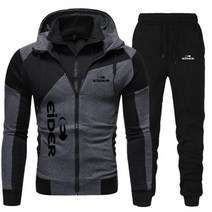 2023 남자 Eider 따뜻한 옷깃 재킷 스포츠웨어 지퍼 방풍 후드 남성 운동복 스웨트 팬츠 정장 2 피스 세트 겨울