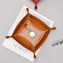 논슬립 가죽 인테리어 사각 트레이 열쇠수납 쥬얼리DP, 대 브라운