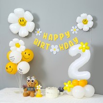 [피앤비유니티]데이지 가랜드 숫자기둥 생일풍선세트(모자 안경포함), 03)가랜드 풍선세트-숫자기둥2 (모자 안경포함), 1set